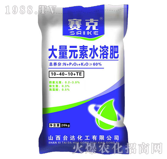 大量元素水溶肥10-40-10+TE-賽克-臺達